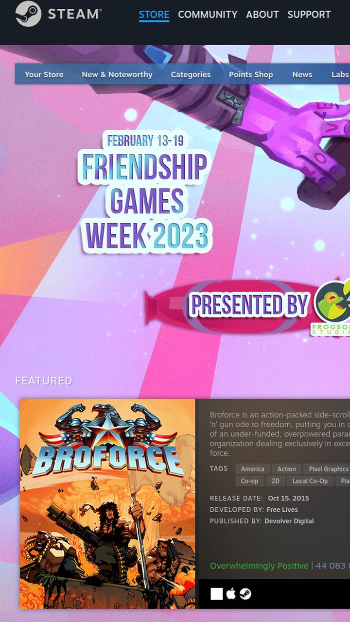 Friendship Games Week Steam sale event aka festival